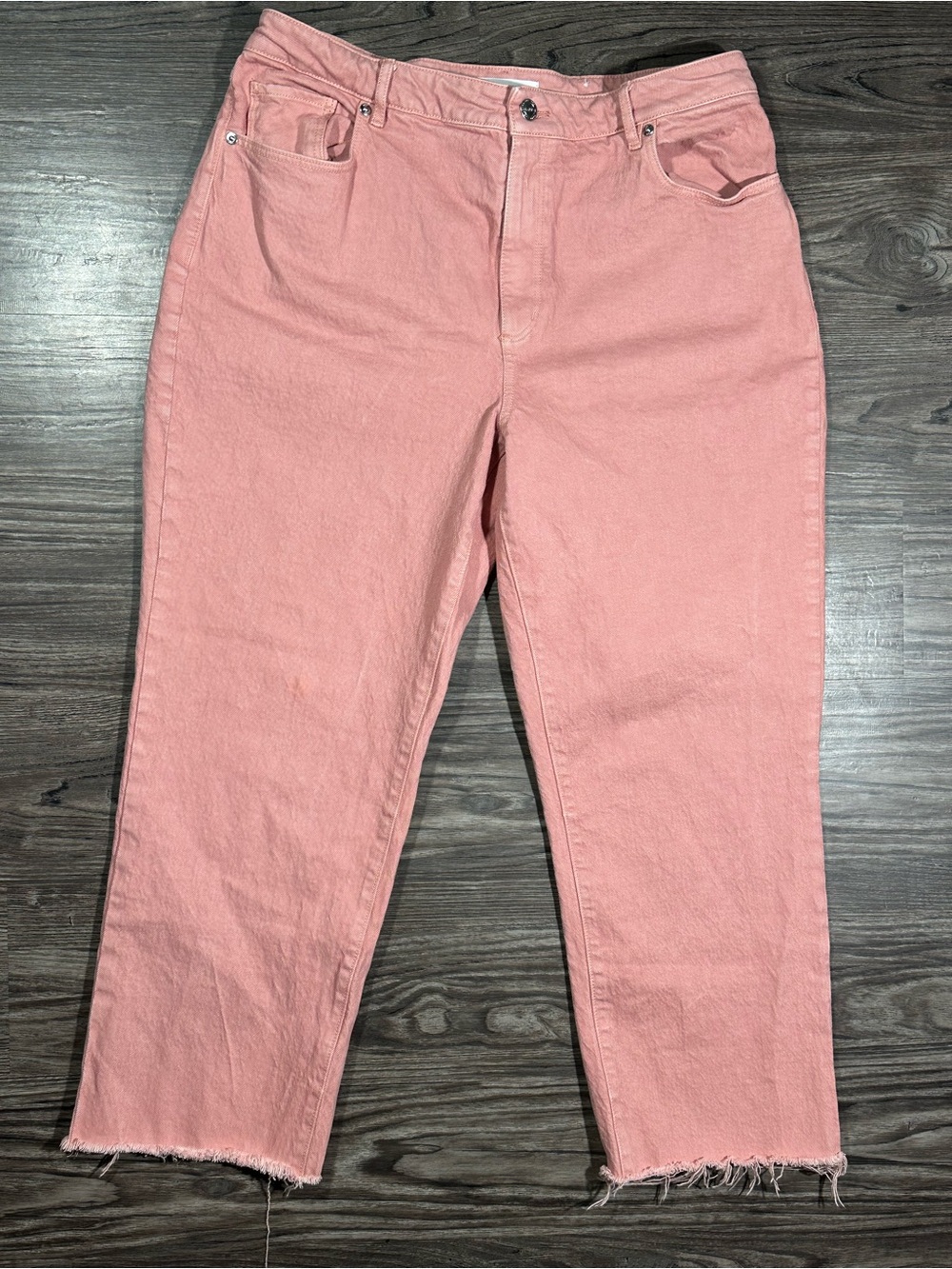 LOFT Raw Hem CURVY HIGH WAIST Straight Leg Crop Cropped Stretch Jeans 31 / 12